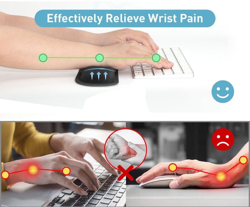 Keyboard Wrist Rest Memory Foam, Easy Typing Pain Relief, Keyboard Mouse Pad Set for Computer, Laptop, Home & Office SKK-333