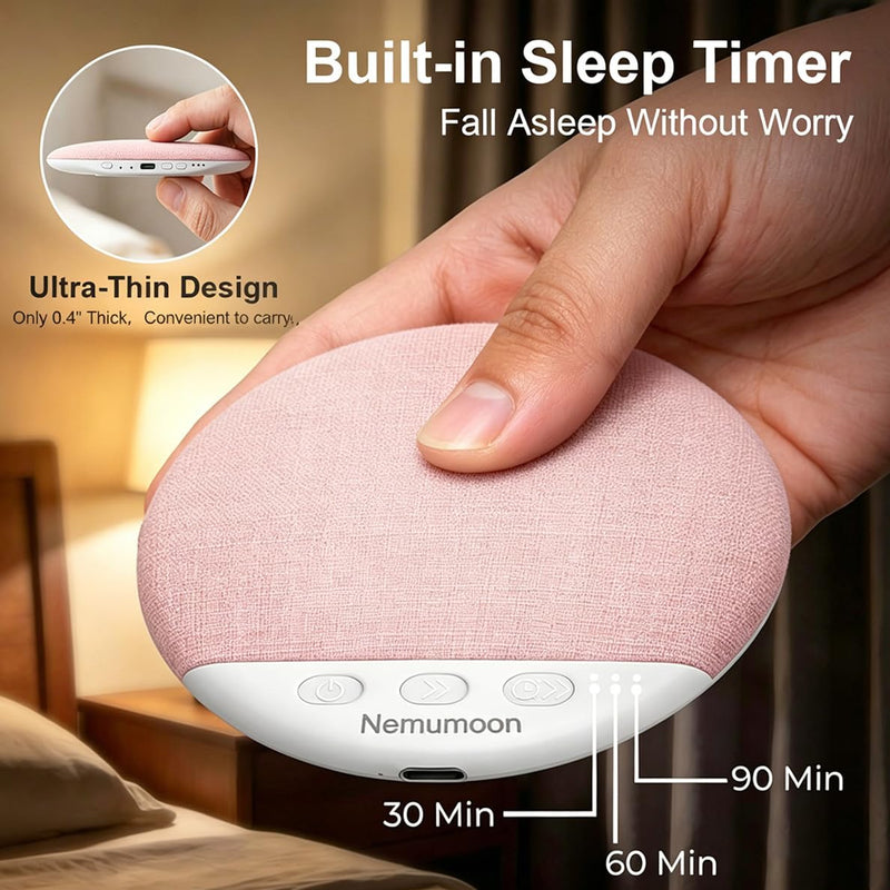 Mini Pillow Speaker for Sleeping, Ultra-Thin Bluetooth Speaker Under Pillow Speaker with White Noise Sound Machine Headphone-Free Sleep Speaker for Adult for Gift-Pink
