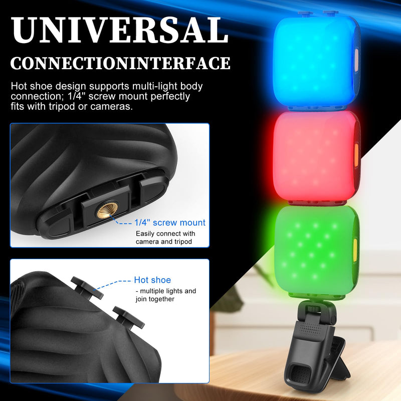 Portable LED Selfie Light with Mini Phone Light Clip,1000mAh Rechargeable, RGB Light Modes. Ideal for Selfie Shooting, Zoom Calls, Tik tok Live Streaming, Video Conferencing. D4