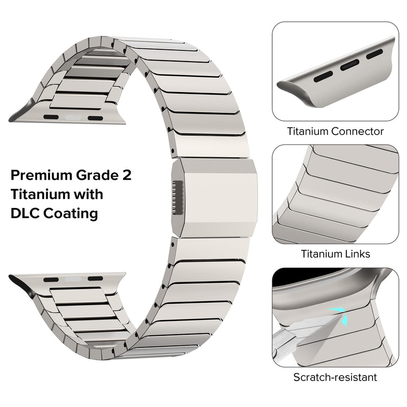 KADES Stainless Steel Band Fit for Apple Watch Band, Premium Metal Strap | Business Office Work, Butterfly Clasp, Classic Style, Sizing Tool Included, for iWatch Series 1-11/Ultra/SE 38mm-49mm Titamium(Titanium) 49/46/45/44/42mm(Series 3/2/1)