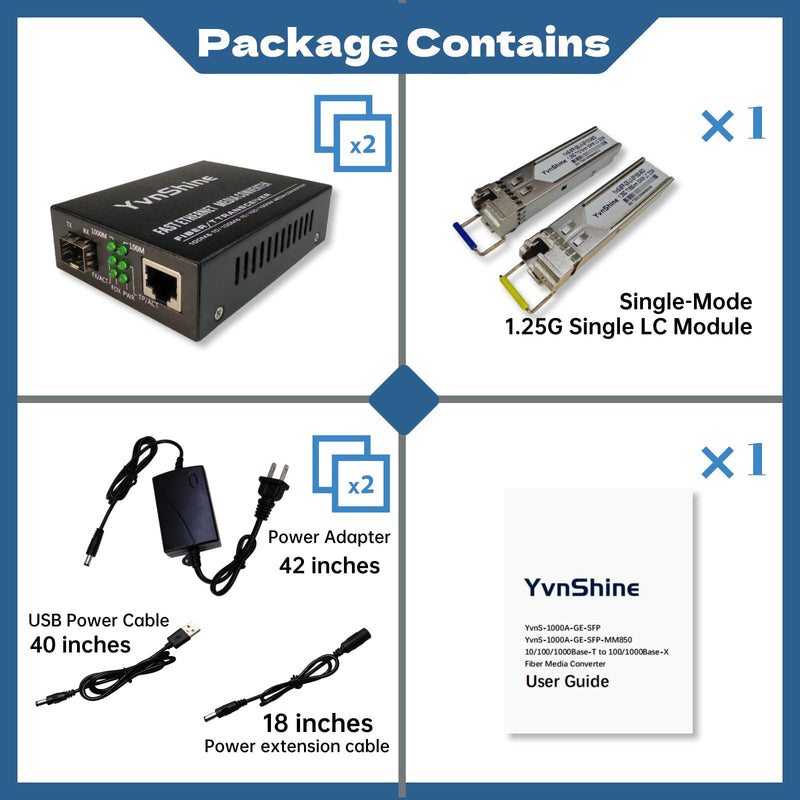 1 Pair Gigabit Media Converter SFP to RJ45 Kit | Single Mode LC BiDi WDM 1310/1550nm up to 20km | 10/100/1000Mbps Auto Ethernet, Plug & Play Fiber Optic Extender for CCTV, LAN & Home Network Black 1 Pair Single mode Single LC 20KM