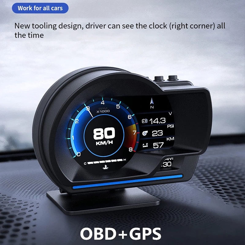 Heads up Display for Cars, OBD2 Gauge Display, Head Up Display OBD2 GPS Smart Gauge Car HUD Speedometer Turbo RPM Alarm for Car Truck
