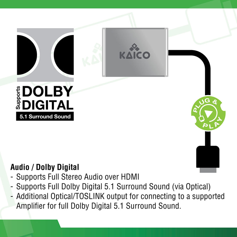 [AUSTRALIA] - Kaico Original Xbox to HDMI Adapter– HD Link Cable for Original Xbox Console– Supports 480i/480p/720p/1080i– Dolby Digital 5.1 via Optical Port– Plug & Play Converter with Toslink Audio Support 