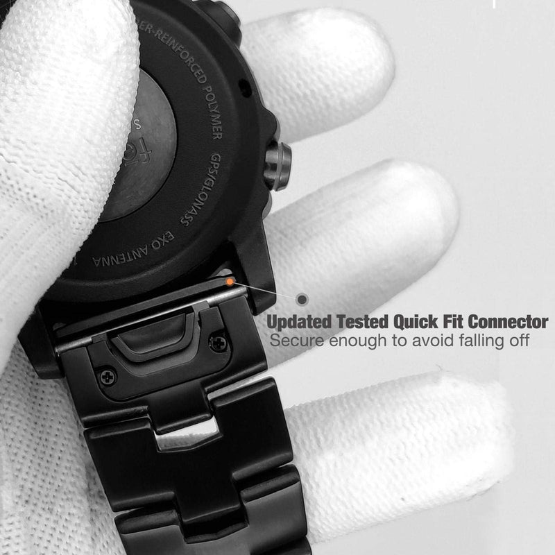 Abanen Titanium Watch Bands for Fenix 8 51mm / epix Pro 51mm/ Fenix 6X / Fenix 5X / Fenix 7X / Enduro, Quick Fit Wristband Strap with Stainless Steel Buckle for Garmin Tactix Delta,Black