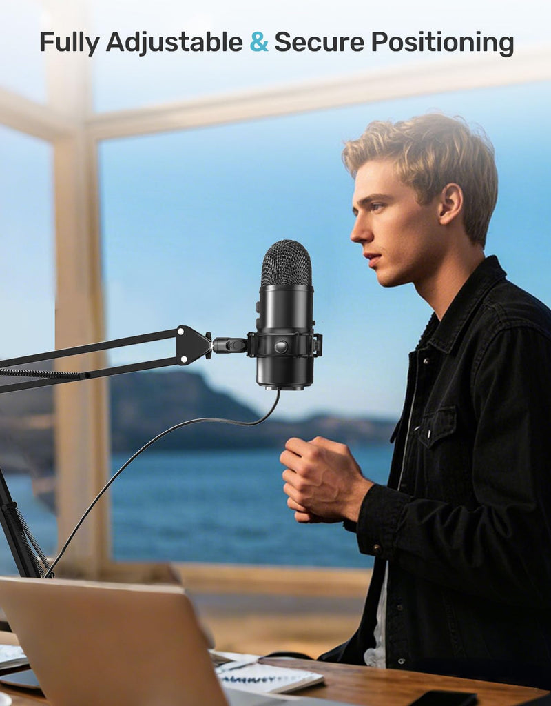 Custom Built for Blue Yeti Shock Mount with Pop Filter, 2025 Upgrade Anti-Vibration Suspension Elastic Shock Mount Holder Clip Mics Stand with Screw Adapter Compatible with Yeti Microphone Blue Yeti Shock Mount with Windscreen