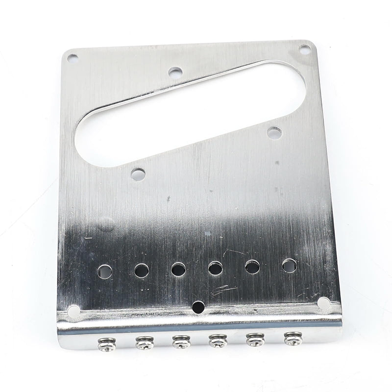 10.5mm Engraved Stainless Steel Fixed Electric Guitar Bridge Single Pickup Hole 6-string Guitar hardtail Bridge for Telecaster Tele TL Style Electric Guitar Replacement Parts (Chrome) Chrome