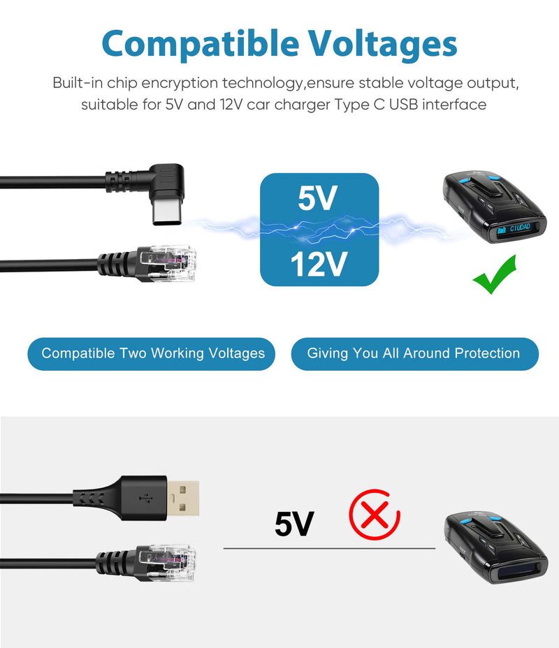 [AUSTRALIA] - Radar Detector Cable with USB C to RJ11 Plug,Power Cable for Radar Detectors,USB 5V-12V Power Cable,for Escort Uniden Radenso XP Beltronics Cobra Whistler Radar Detector(RJ11-6.56FT) RJ11-6.56FT 
