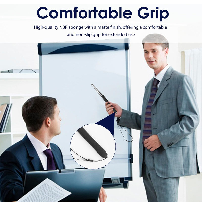 Retractable Teacher Pointer 𝟑𝟗.𝟓'', Pointer Stick with 𝗦𝘁𝘆𝗹𝘂𝘀 Smooth Sensitive Tablet Pen Stylus Pen, Teacher Coach Presenter Pointer with Lanyard Black