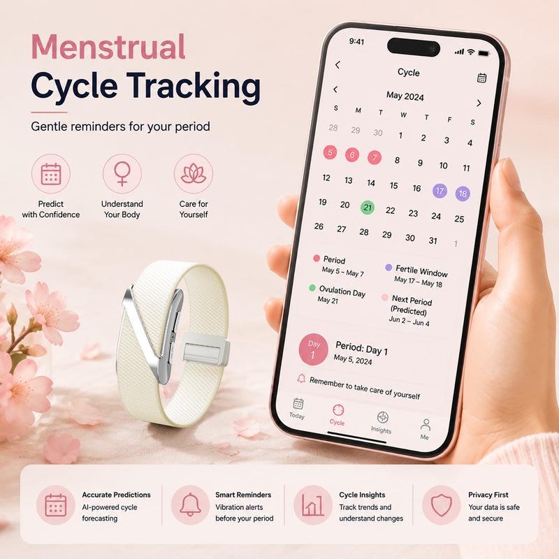 Fitness Tracker Wearable Activity Tracker AI Sleep 24/7 Heart Rate Monitor Multi-Sport Tracking Screenless SOS Fall Detection Waterproof & Long Battery Life Smart Bracelet for Men Women Senior beige