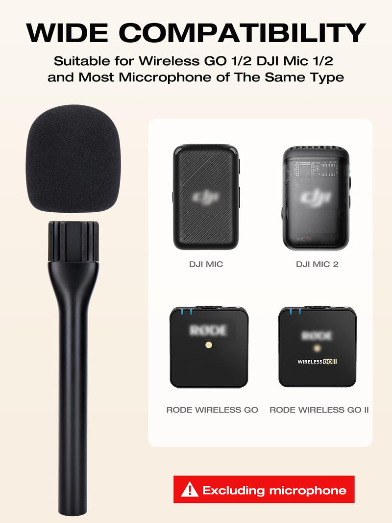 SUNMON Handheld Wireless Mic Stand for Rode Wireless Mic, Holder for Rode Wireless Go 2/ Rode Wireless Pro, Rode Interview Microphone Adapter Handheld for Rode Wireless Go II/DJI and More (2 PACKS)