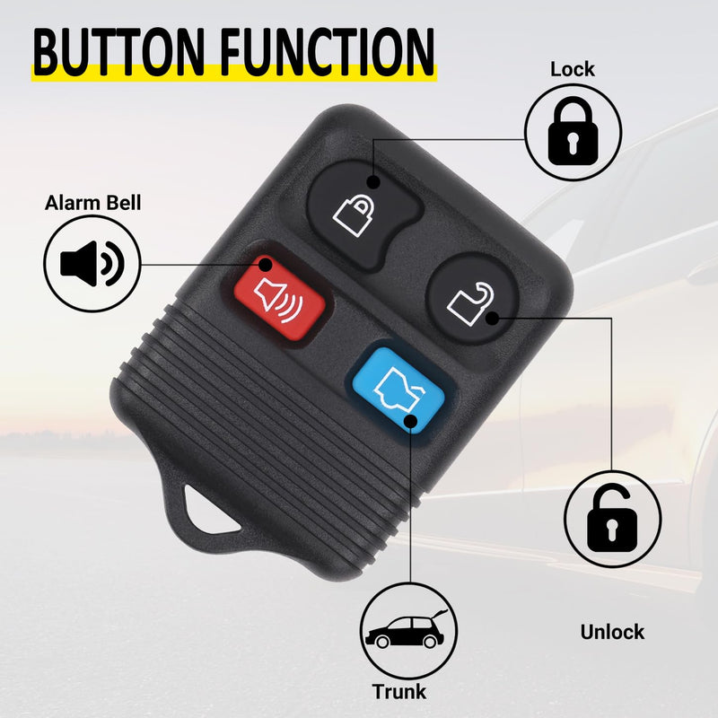 Keyless Entry Remote Key Fob Compatible with Ford Escape Explorer Expedition Focus Fusion Mustang Taurus, Lincoln, Mercury, Mazda, Replacement for CWTWB1U345, 4 Button (Pack of 2)