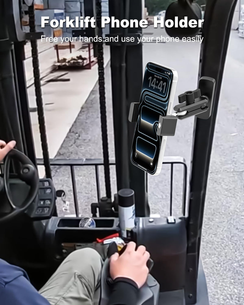 Forklift Phone Mount, [Never Fall off Industrial N56 Magnet] Aluminum Magnetic Forklift Truck Phone Holder, 360° Adjustable Arm Operator Cab Frame Cellphone Stand for iPhone, Galaxy, 4-7" Phone