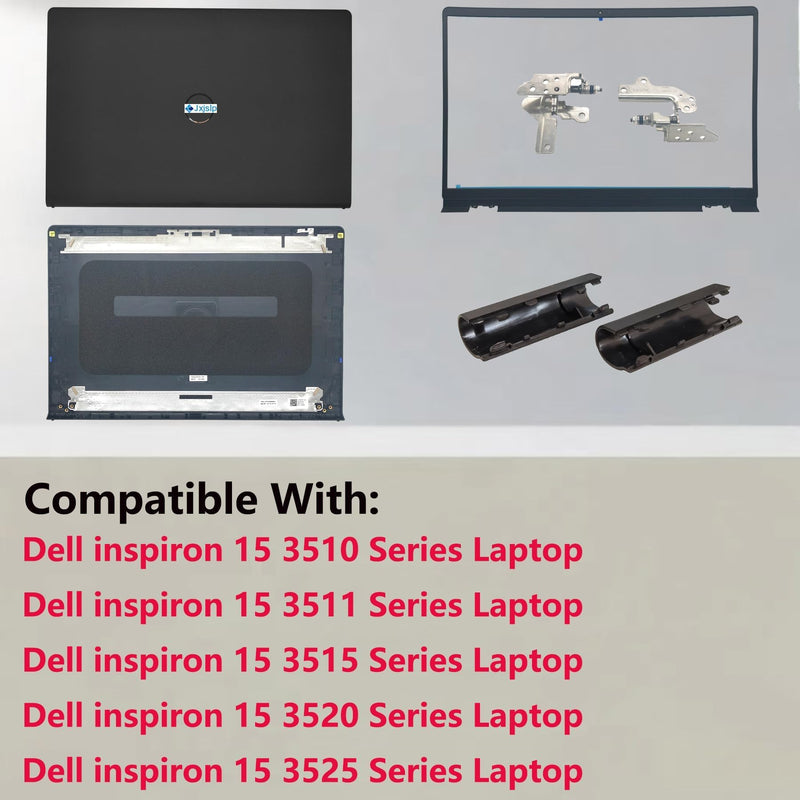 LCD Back Cover Kit for Dell Inspiron 15 3510 3511 3515 3520 3525 | Top Case Lid,Includes Front Bezel, Left and Right Hinges and Hinge Caps,P/N 0WPN8 00WPN8, 9WC73 09WC73, AP3LE000901