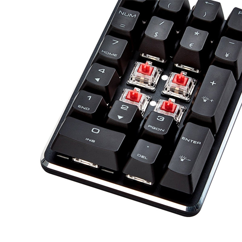 Qisan Mechanical Numeric Keypad GATERON Red Switch Wired Ice Blue Backlight Gaming Keypad 21 Keys Mini Numpad Portable Keypad Extended Layout Black Magicforce