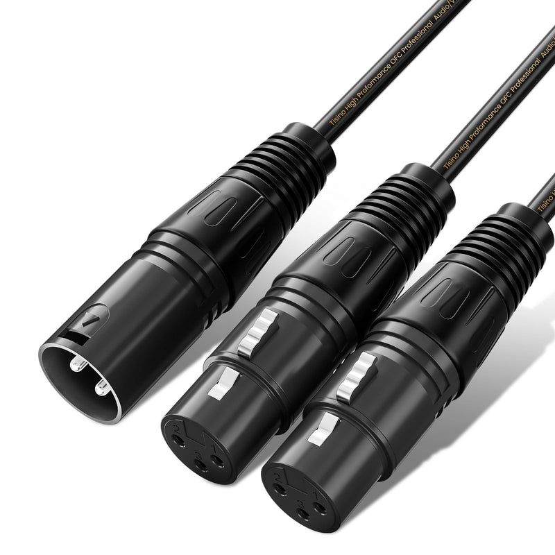 Tisino 10 Feet XLR Y-Splitter Cable, 2 Female to 1 Male, Balanced Mic Adaptor, 3M Black