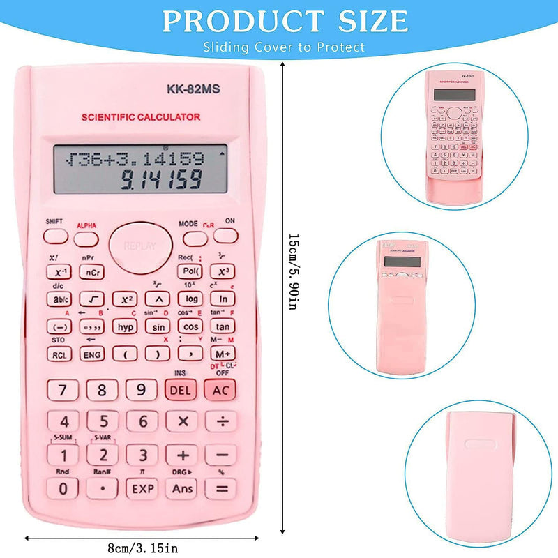 Scientific Calculators Desktop, Scientific Calculators for Students, Scientific Calculator 240 Functions 2 Line 10+2 Digits, Desk Math Calculator for School (Pink) Pink