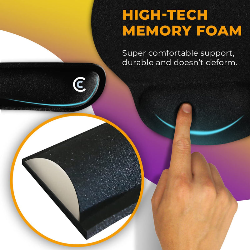 Wrist Rests for Keyboard and Mouse Pad Set - Memory Foam Cushion, Black - Ergonomic Wrists Hand Arm Rest Support for Laptop Computer Desk and Gaming - Carpal Tunnel Syndrome Relief Original