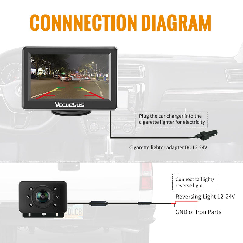 Wireless Backup Camera Systems WM1 high Definition 1080P Night Vision 4.3inches Monitor Wireless Rear View Camera for Cars sedans s-u-vs Pickups Vans