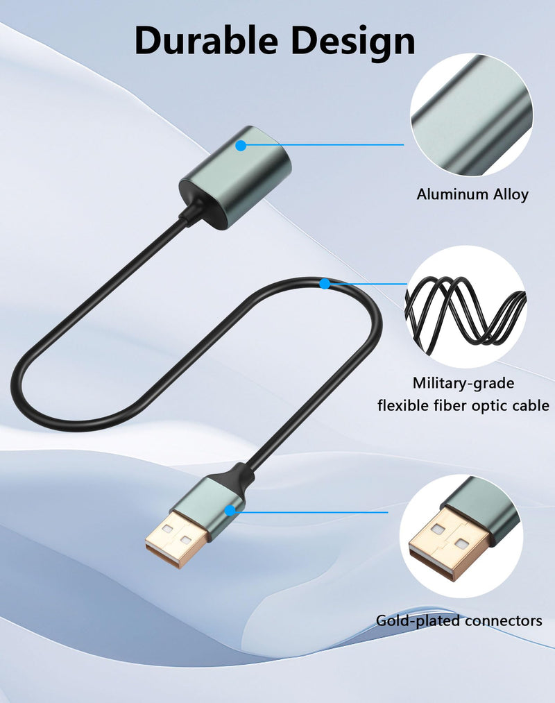 [AUSTRALIA] - CERRXIAN USB A to Toslink Optical Audio Adapter, Male USB A 2.0 Input to Female SPDIF Output Fiber Optic Converter for Laptop Computer PC - 7.87inch 