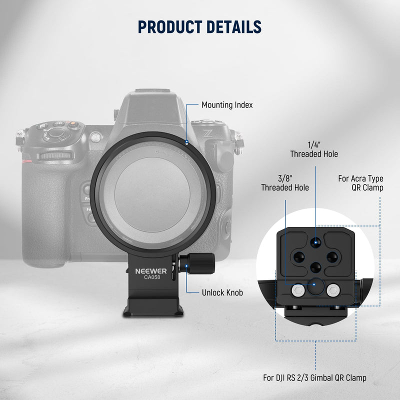 NEEWER Rotatable Collar Mount Plate for Nikon Z8 Z7 II Z6 II Z5 FTZ II Adapter, Fast Horizontal to Vertical Camera Tripod Lens Mount Ring Compatible with DJI RS 3/2 & Arca Quick Release System, CA058