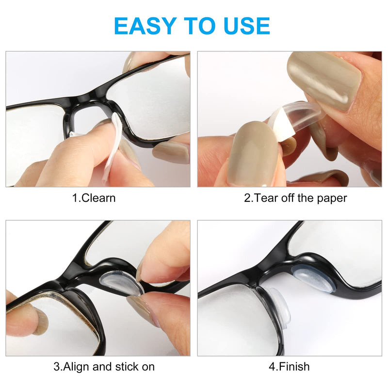 Eyeglass Nose Pads, Soft Silicone Adhesive Glasses Nose Pad, Anti-Slip Heighten Air Chamber Nose Pads for Full Plastic Frames, 10 Pairs (Clear) 10 Clear Pairs