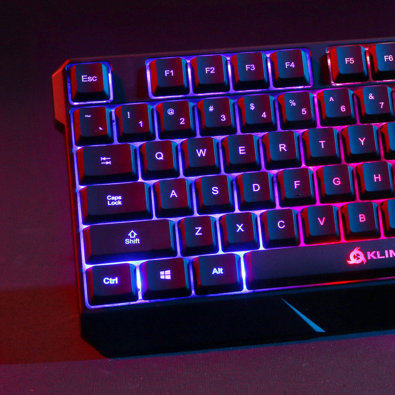 KLIM Chroma Gaming Keyboard Wired USB + New 2022 Version + Durable, Ergonomic, Waterproof, Silent Keyboard + 2 ms Response Time + Backlit Keyboard for PC Mac PS4 PS5 Keyboard + Black