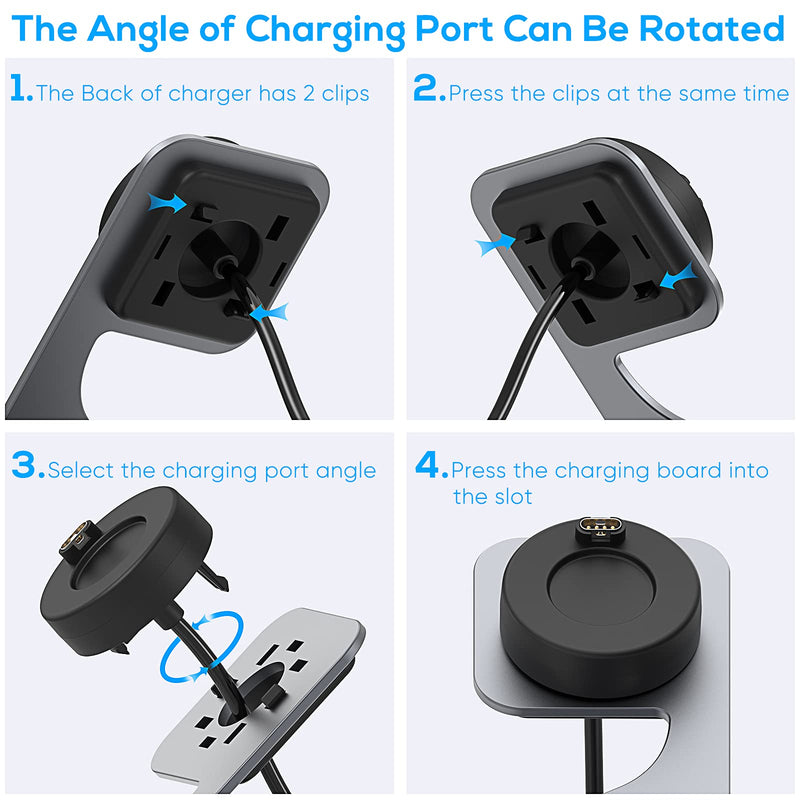 Charger for Garmin Instinct/for Garmin Vivoactive 3 4/for Fenix 5/for Fenix 6, Magnetic Charger Station with 5FT USB Cable for Garmin Venu/for Garmin Forerunner 745/945/935/245/for Garmin Approach S60 Gray