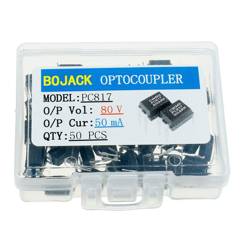 BOJACK PC817 Optocoupler DIP Installation PC817C 2.54mm Pitch 4 Pin DIP-4 (Pack of 50)
