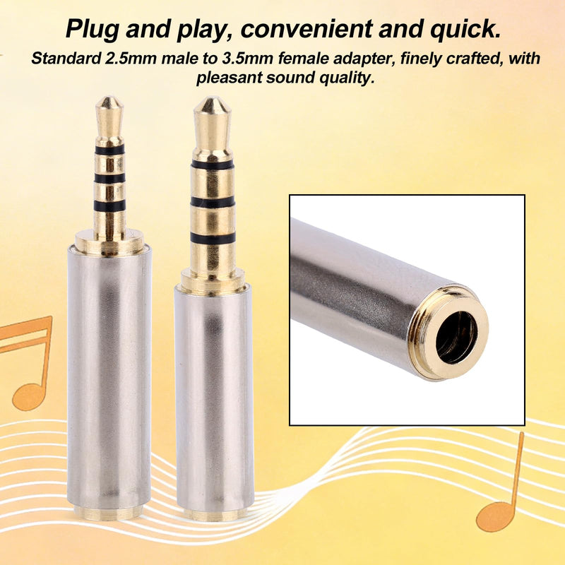 2pcs 2.5mm to 3.5mm & 3.5mm to 2.5mm Stereo/Mono Audio Adapters | Male-to-Female Stereo Audio Converter Jack Adapter for Headphones Smartphones Tablets Mic Television
