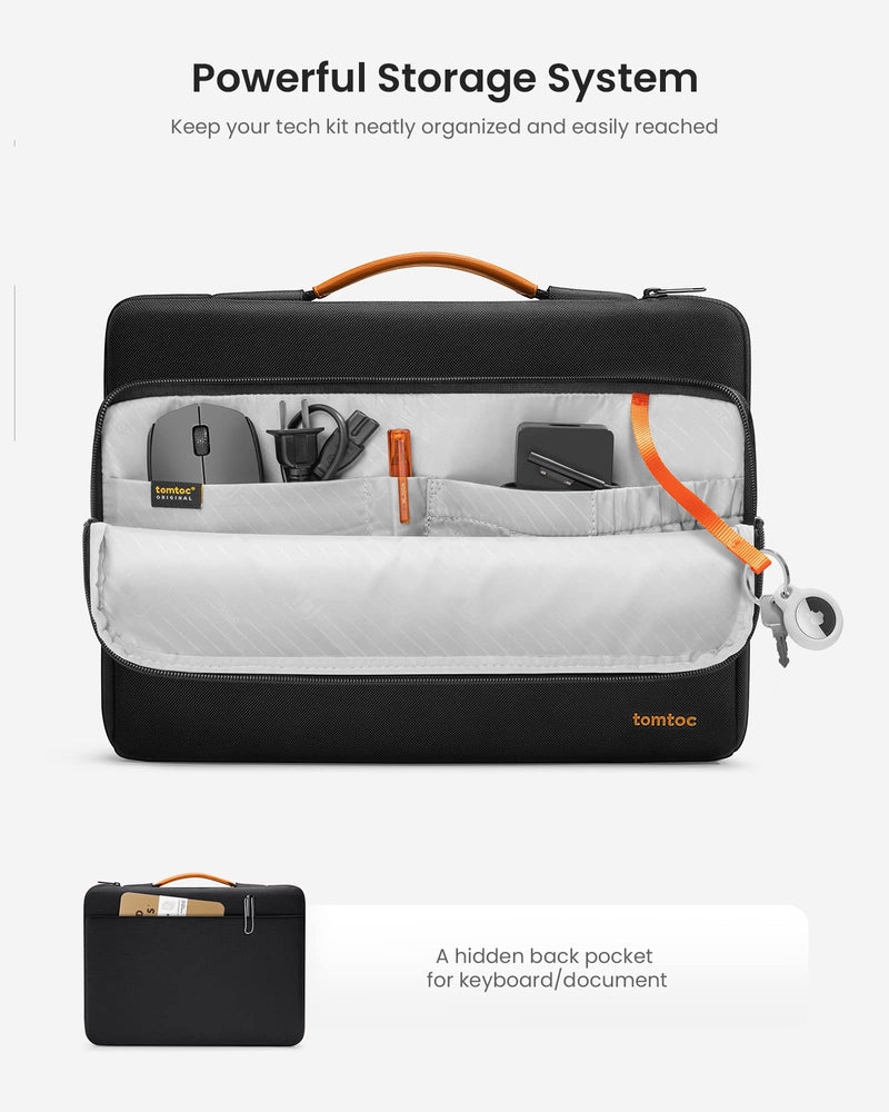 tomtoc 360° Protective Laptop Sleeve for 13.5-14.4 Inch Surface Laptop 6/5/Studio 2/1, Surface Book, Water-Resistant Shockproof Carrying Case Bag for Acer Aspire/Swift, ASUS Vivobook/Zenbook 14, Black 13-13.5 Inch