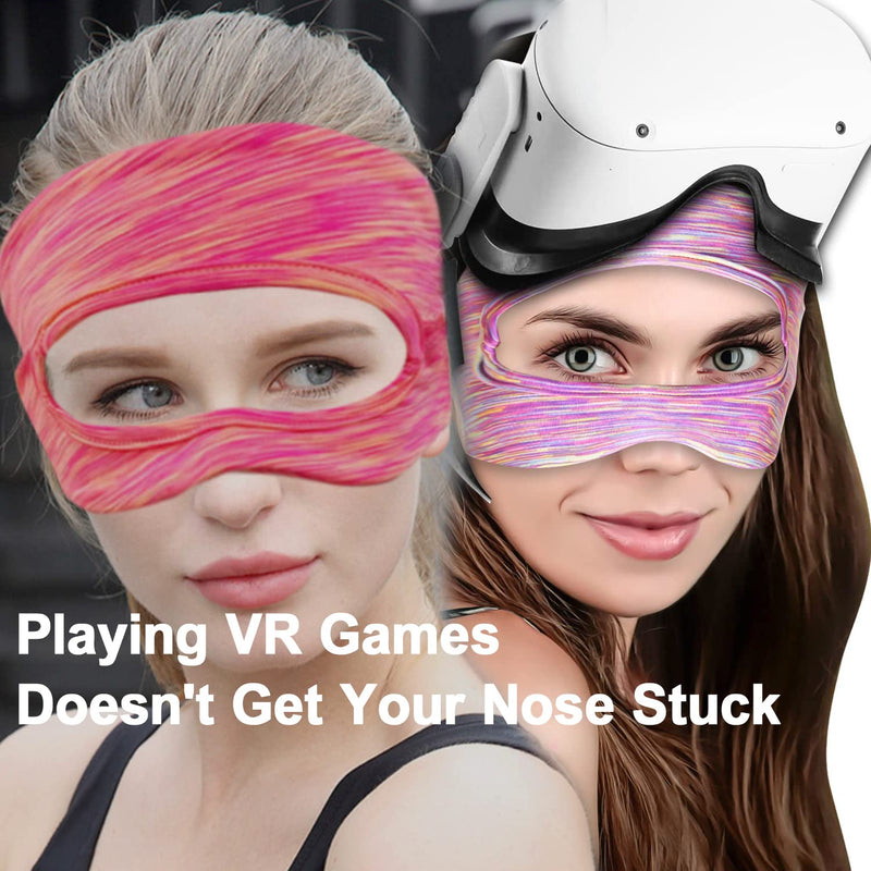VR Mask Cover, Eye Face Cover Breathable Sweat Band for Meta/Oculus Quest 3 Quest2, Vision Pro Headset, Quest Pro, PSVR2 and Virtual Reality Game. (Rainbow/Gray/Blue) Rainbow/Gray/Blue