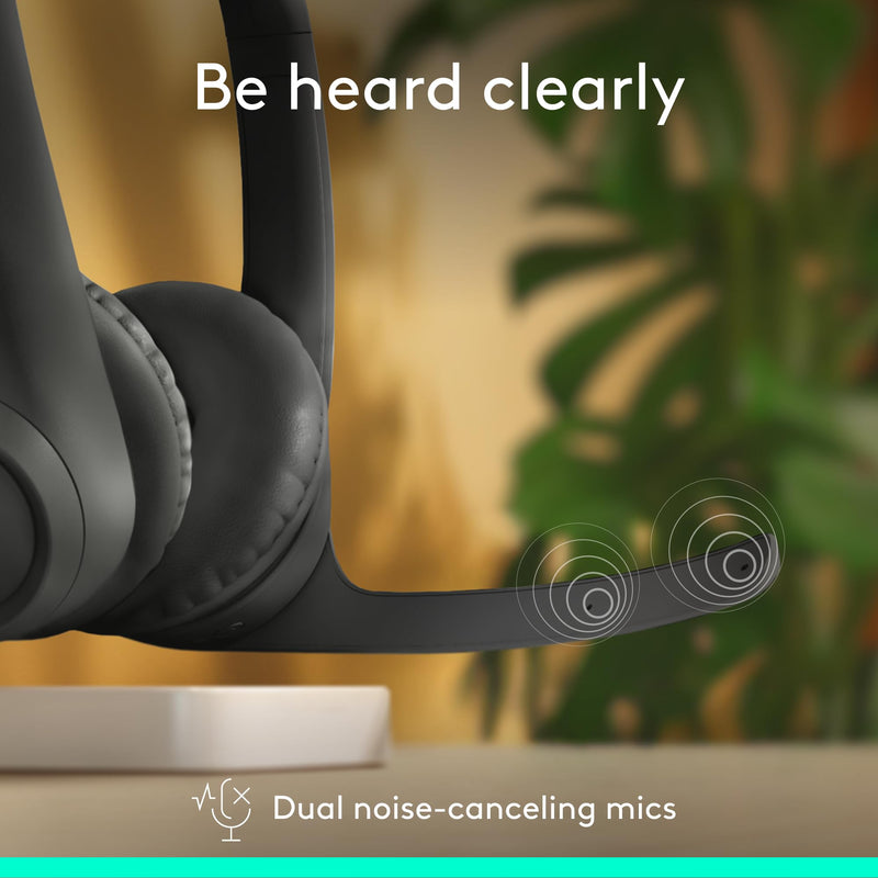 Logitech Zone 301 Wireless Bluetooth Headset - Graphite | Noise-canceling microphone, compatible with Windows, Mac, Chrome, Linux, iOS, iPadOS, Android