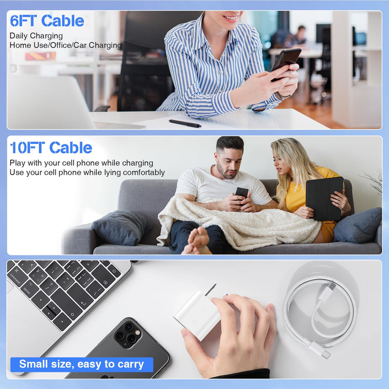Fast Charging for i Phone 15 Pro Max Charger 2Pack, 20W Type C Fast Charger Block with 6FT Long USB C to USB-C Cable Compatible with iPhone 15/15 Pro/15 Plus/for iPad Pro 13/12.9/11/Pad10th/Mini 6FT+6FT Pink
