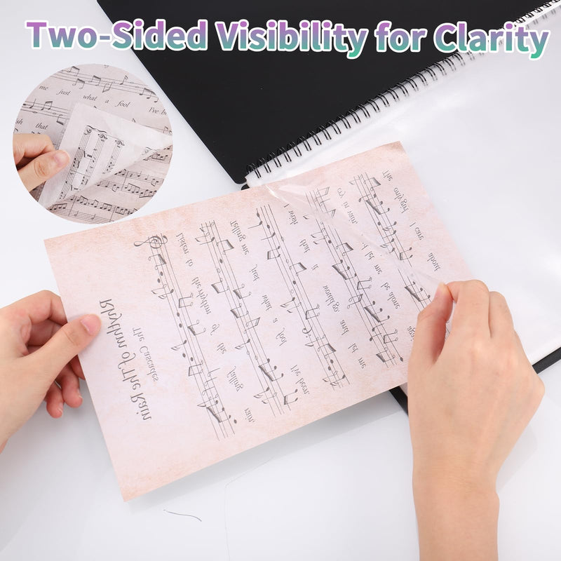 120Pages Sheet Music Folder A4, Spiral Binder Music File Folder, 8.5x11 inch Paper Documents Storage Holder Bag, Blank Plastic Concert Choral Folder