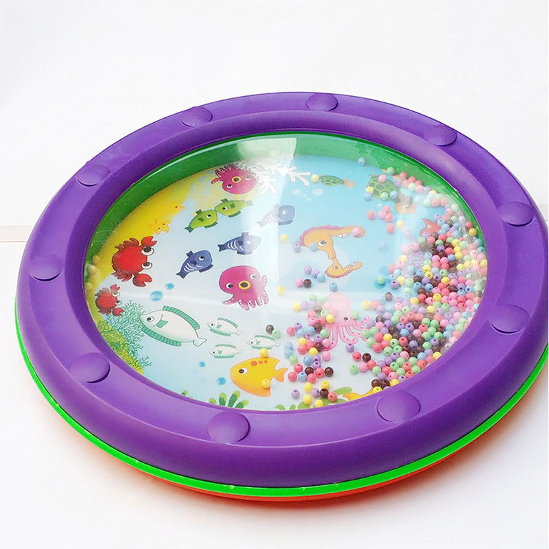 Ocean Drum Wave Bead Drum Gentle Sea Sound Music Gift Educational Tool Percussion Instruments Drum，10 Inch Fish Graphic Sea Drum (1 Pcs) 1 Pcs
