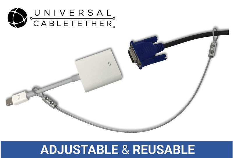 Universal CableTether - TetherClamp (4 Pack) - Heavy Duty, Reusable, Adjustable, Cable Tether - Secure Conference Room Computer Display Adapters and Mac Adapters