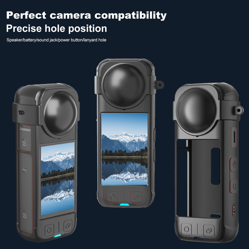 Camera Protective Accessories Kit for Insta 360 X4 Include Lens Guards Silicone Protective Case/Screen Protective/Camera Case(with Buckle) /Front Behind Lens Guards