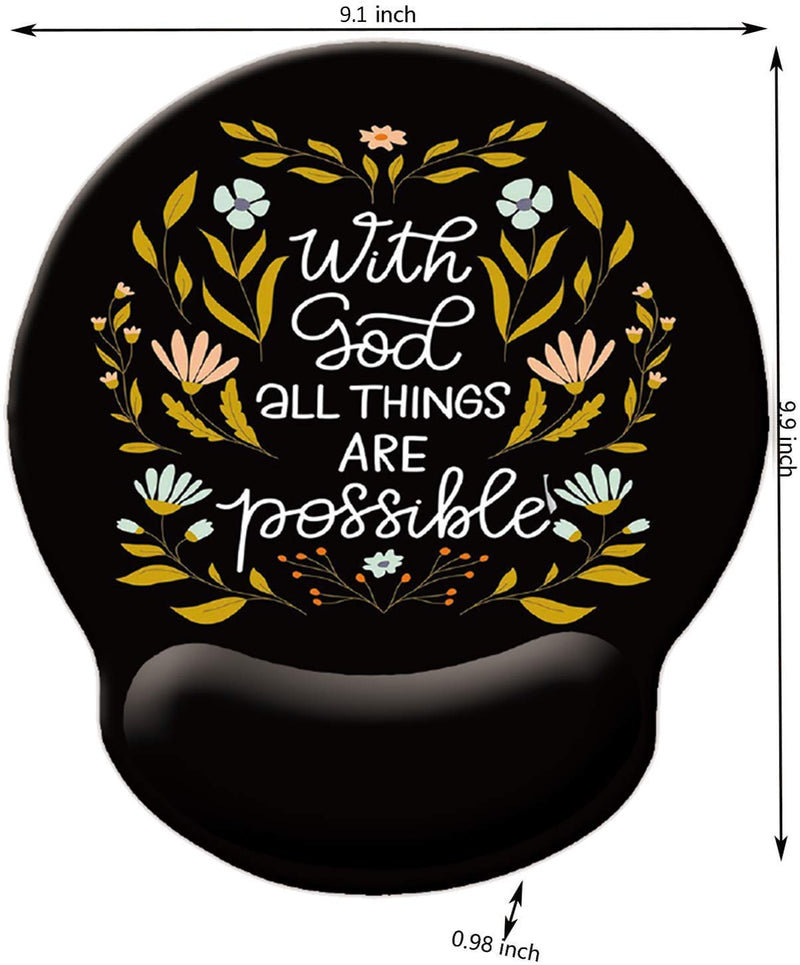 Motivational and Inspirational Quote Wrist Protection Mouse Pad , with God All Things are Possible Bible Verse Scripture Quotes Religions Art