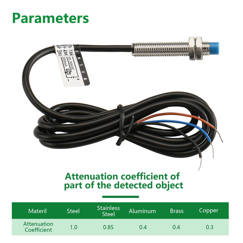 Inductive Proximity Sensor Switch LJ8A3-2-Z,M8,DC10-30V,NO, PNP 300mA,2mm Detecting Distance,3 Wire NO