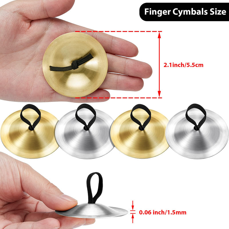 40 Pcs Finger Cymbals Belly Dancing Musical Instrument Percussion Zills Instruments for Adults Dancer Party (Gold, Silver) Gold, Silver