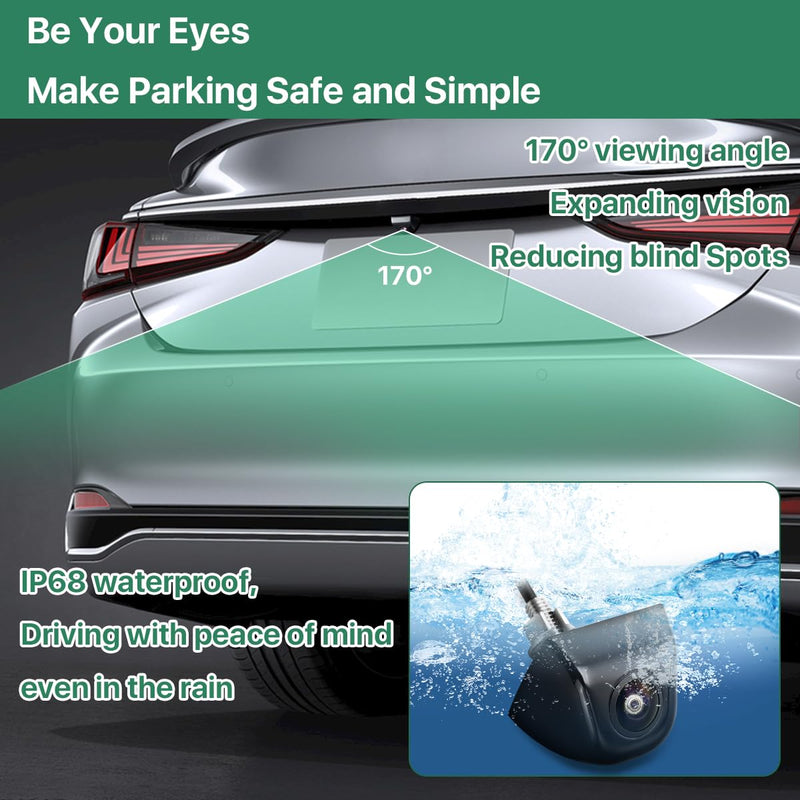 GreenYi WiFi Car Wireless Backup Camera, GreenYi 5G 720P HD Car Rear View Reverse Camera for iPhone iPad Android Smart Phone Tablet with 170 Degrees Wide Viewing Angle