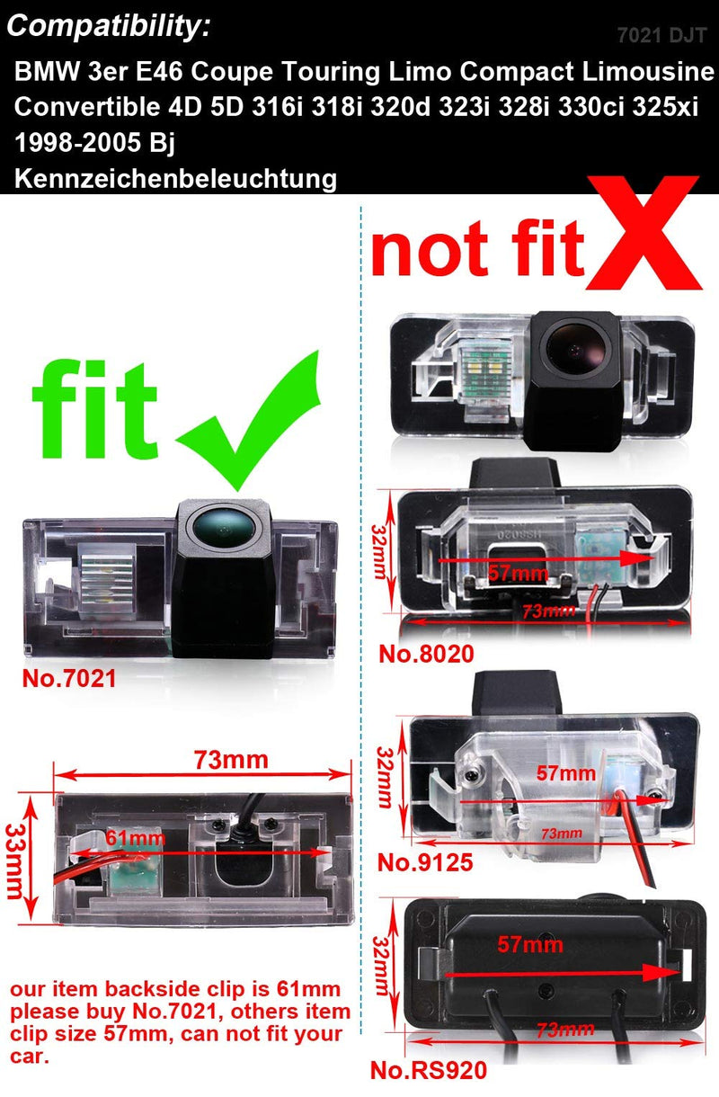 HD CCD Color Camera Waterproof Vehicle Car Rear View Backup Camera for BMW 3er E46 Coupe Touring Limo Compact Limousine Convertible 4D 5D 316i 318i 320d 323i 328i 330ci 325xi 1998-2005 No.7021