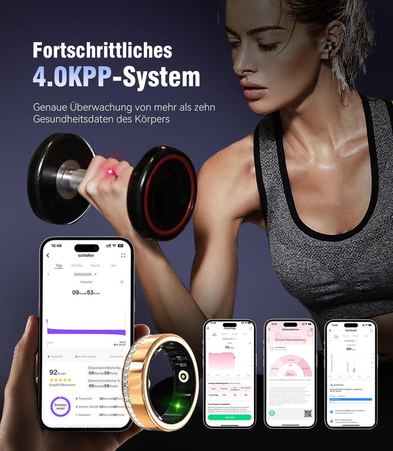 10 Gen Diamond Smart Ring and Wireless Charging Case【Industry Ranking No.1 – 0 Measurement Error】 2026 Smart Ring for Women & Men for Sleep Tracking Wearable Device,Fitness Ring Gold 11# Gold-SD 11#