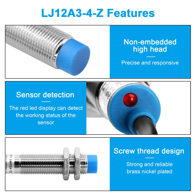 LJ12A3-4-Z BX Proximity Sensor RUIZHI Pack of 5 LJ12A3-4-Z Switch Sensor/Switch Inductive Metal Inductive NPN Normally Open 3-Core DC 6-36V Compatible with Arduino