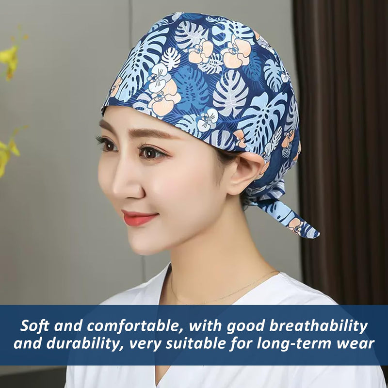 UOPJDD Pack of 2 Nurse Hat, Adjustable Headscarf Hat, Dustproof Hat, Suitable for Medical Supply, Housework, Gardening and Painting