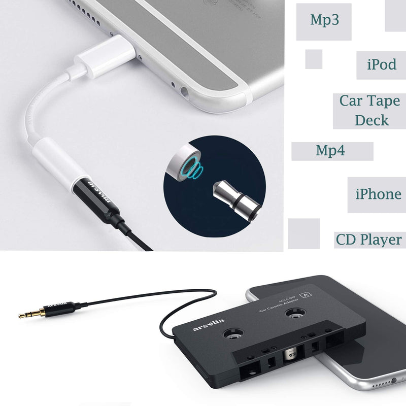 Car Audio aux Cassette Adapter and a Type C to 3.5mm Audio Aux Jack Adapter,Compatible for Google, Samsung, Xiaomi, Huawei All Type C Port Devices.