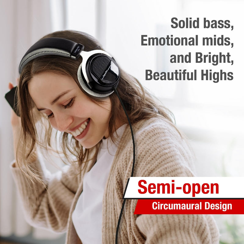 Superlux HD330PRO 32Ω Semi-Open Studio Headphones for Music and Podcasting | For musicians and creators on phones or laptops; 32Ω compatibility, balanced 40mm-driver sound and a semi-open fit.