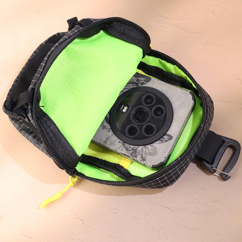 weryerker Backpack Shoulder Strap Pouch - Waterproof Strap Pack Phone Pouch, Backpack Strap Pocket Attachment Bag for Hiking, Travel, Cycling (Black) Black