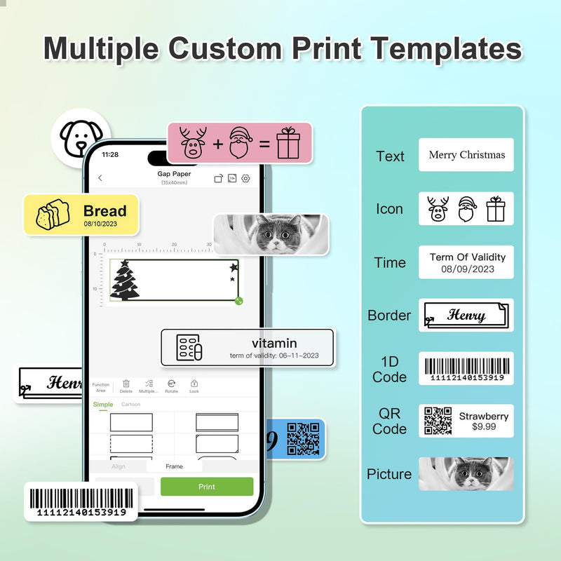 Label Maker Machine with Tape, P21 Bluetooth Label Printer, Wireless Mini Label Makers with Multiple Templates for Organizing Office Home, White