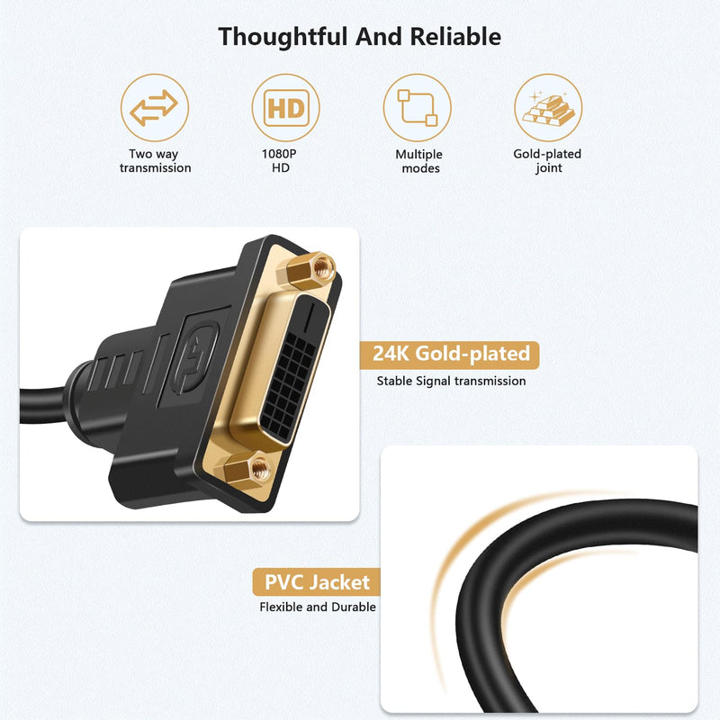 HDMI to DVI Adapter Cable 10 Pack Bi-Directional 1080P | Male to DVI-D(24+1), Plug and play, Stable signal/HD Video, HDTV/PC/Xbox compatibility